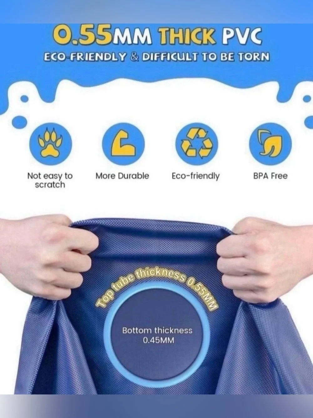Splash Pad VISTOP Non-Slip Splash Pad for Kids and Dog, Thicken Sprinkler Pool S